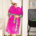 Shop Poppi Pink Velvet Bath Robe For Men and Women Sale
