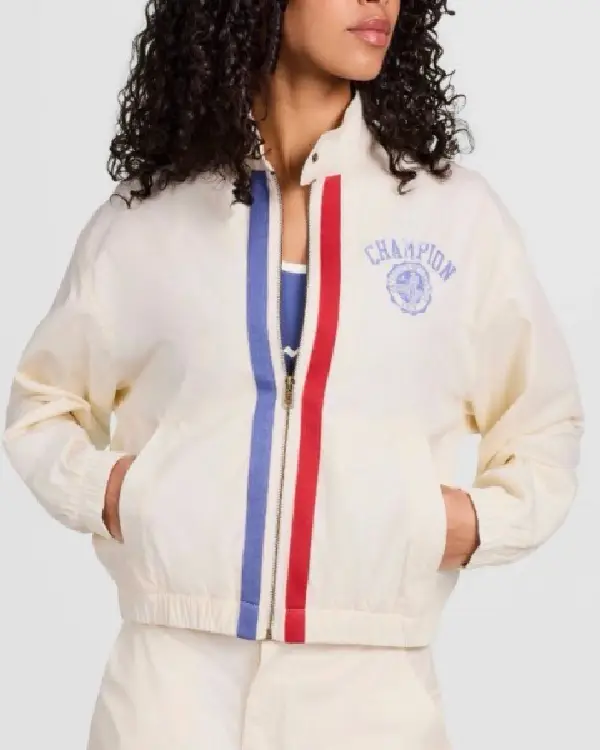 Shop The Today Show 2026 Sheinelle Jones Ivory Zip Cream Jacket For Sale
