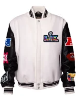 Super Bowl 2026 Wool & Leather Varsity Jacket Light White_Black
