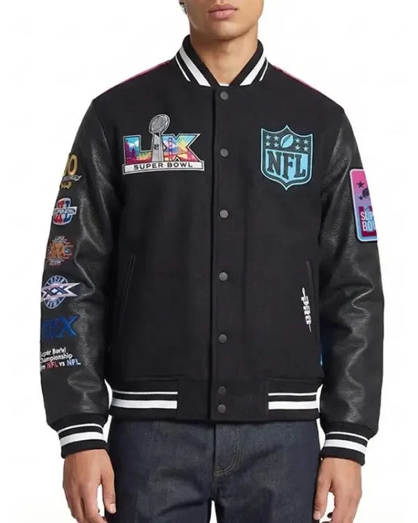 Super Bowl LX 2026 Black Varsity Jacket