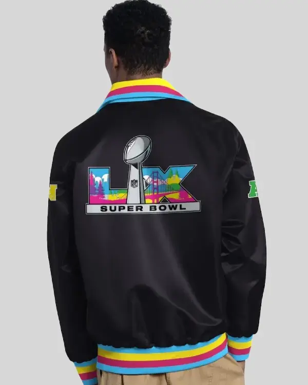 Super Bowl LX Captain Full-Zip Varsity Black Jacket Sale