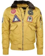 Top Gun B-15 Flying Tigers Yellow Flight Satin Bomber Jacket