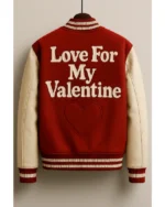 Valentine Day ‘Love for my Valentine’ Red and Beige Varsity Jacket