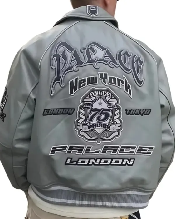 Vintage Style PALACE x AVIREX Grey Varsity