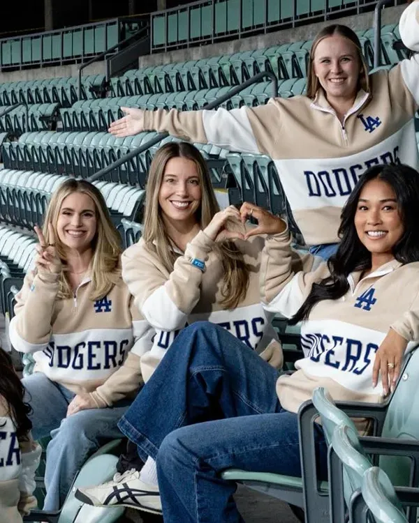 Los Angeles Dodgers Beige Night Quarter Sweatshirt For Sale