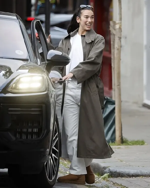 Dua Lipa London Park Grey Trench Coat