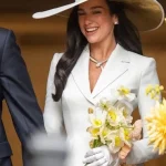 Shop Dua Lipa Wedding Hourglass Tailored Fit, Peplum Hem White Couture Blazer