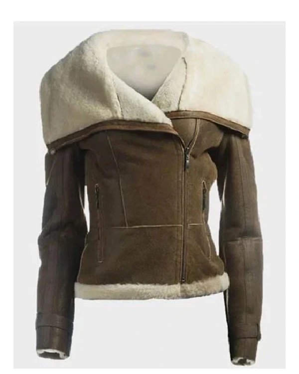 Dana Soft Shearling Sheepskin Leather Brown Jacket