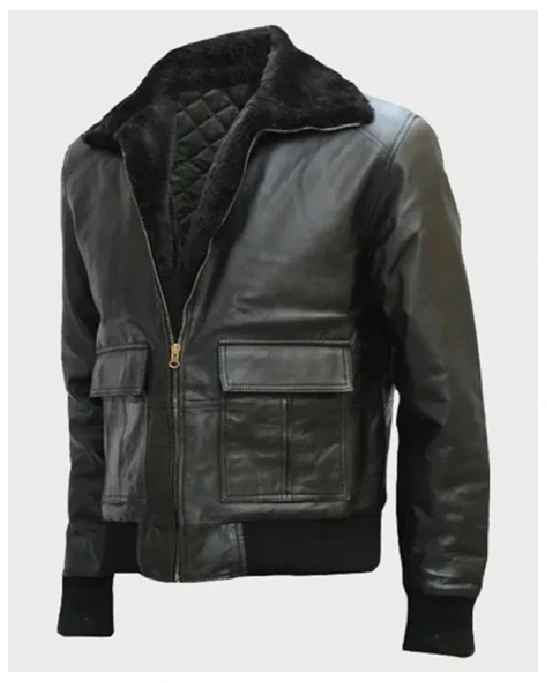 Shaun Black Bomber Sheepskin Real Leather Jacket